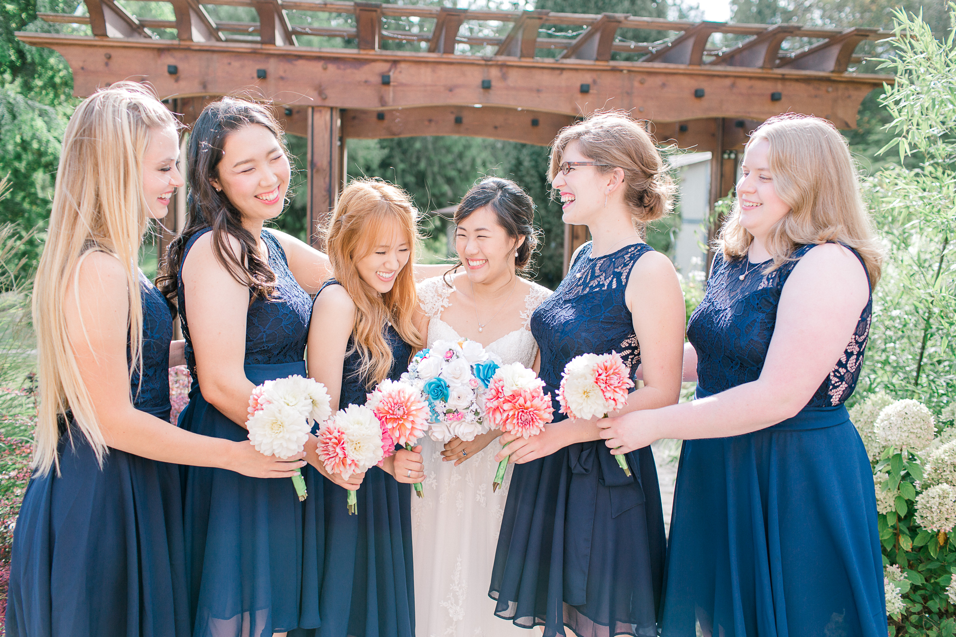 Seattle Bridesmaids with paper flowers